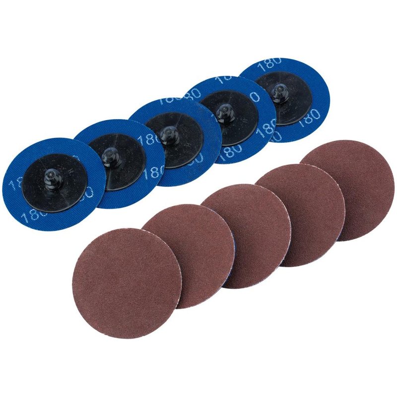 Draper 50mm Diameter Aluminium Oxide Sanding Disc 50mm 180g Pack of 10