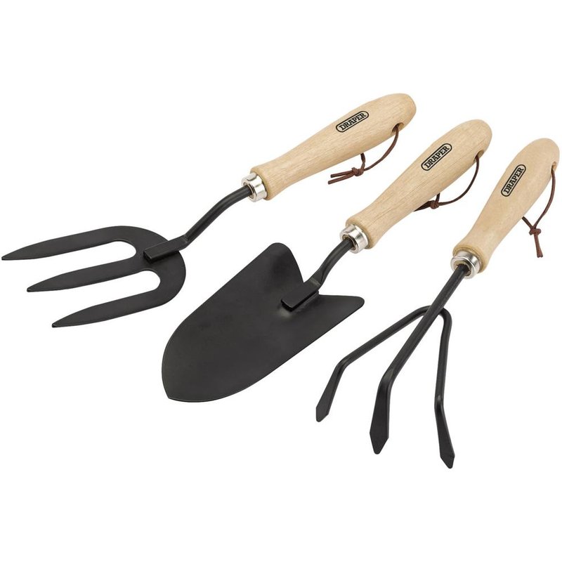 Draper Carbon Steel Hand Fork, Cultivator and Trowel Hardwood Handles