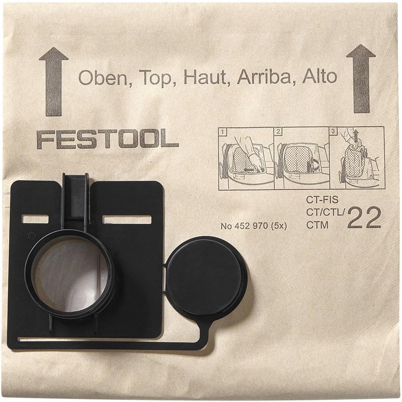 Festool Paper Filter Dust Bags for CT 55 Pack of 5
