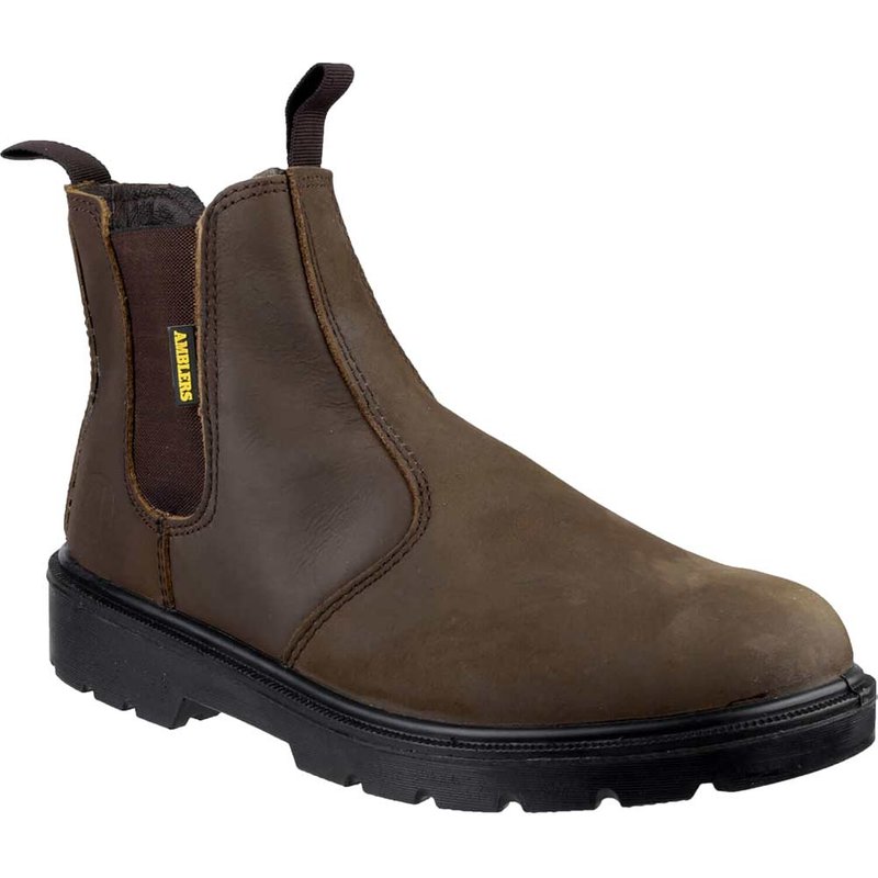 Amblers Mens Safety FS128 Hardwearing Pull On Safety Dealer Boots Brown Size 15