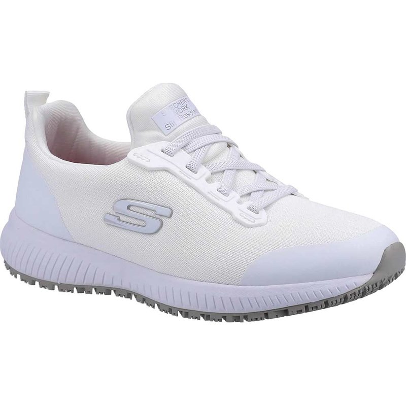 Skechers Donna Work Slip-Resistant: Squad Sneaker in Bianco, Taglia 42