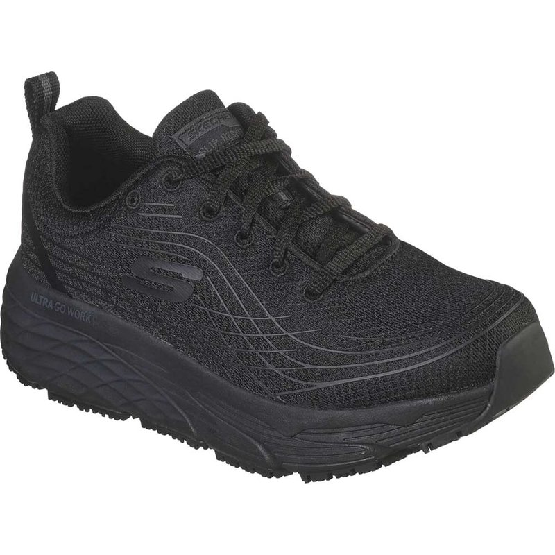 Skechers Women's Work Slip-Resistant Relaxed Fit: Max Cushioning Elite Sneaker in Black, Size 7