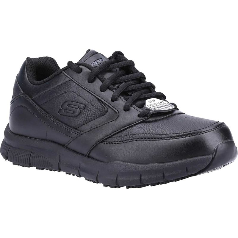 Skechers Women's Work Slip-Resistant Relaxed Fit: Nampa - Wyola Sneaker in Black, Size 3