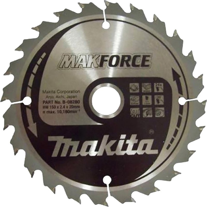 Makita MAKFORCE Wood Cutting Saw Blade 150mm 24T 20mm