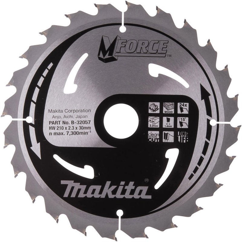 Makita MFORCE Circular Saw Blade for Wood Cutting 210mm 24T 30mm