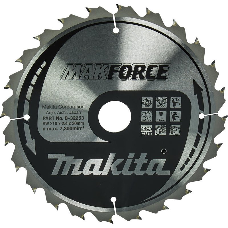 Makita MAKFORCE Circular Saw Blade for Wood Cutting 210mm 24T 30mm