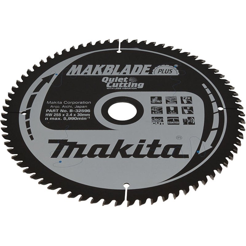 Makita MAKBLADE PLUS Circular Mitre Saw Blade for Wood 255mm 72T 30mm
