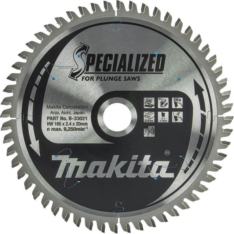Makita SPECIALIZED Circular Plunge Saw Blade for Aluminium 165mm 56T 20mm