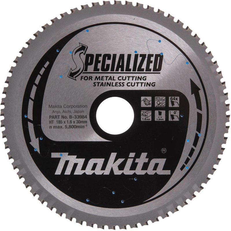 Makita SPECIALIZED Circular Saw Blade for Stainless Steel Cutting 185mm 64T 30mm