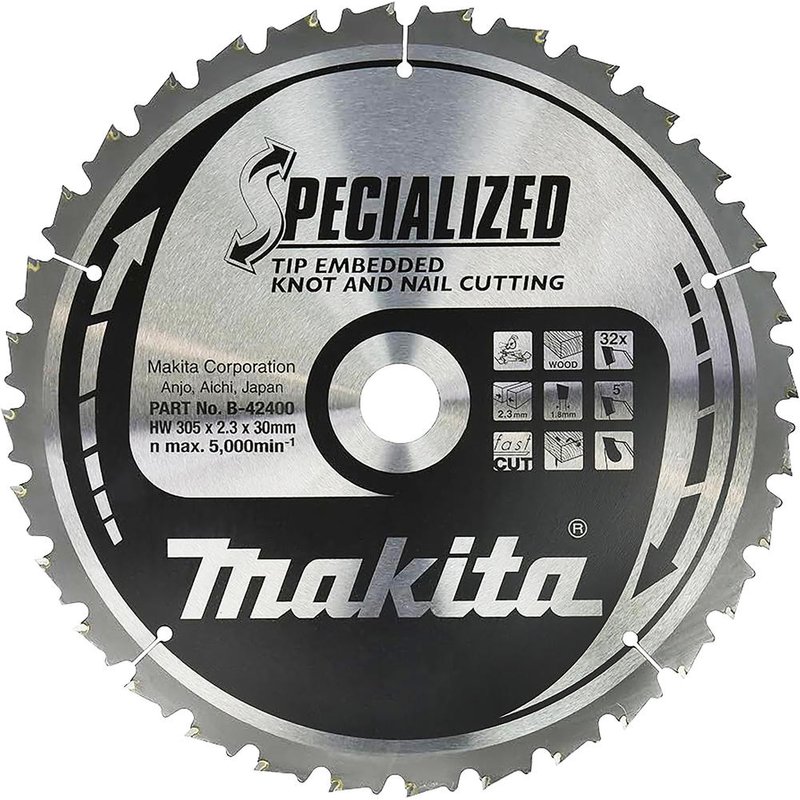 Makita SPECIALIZED Circular Saw Blade for Knot and Nail Cutting 305mm 32T 30mm