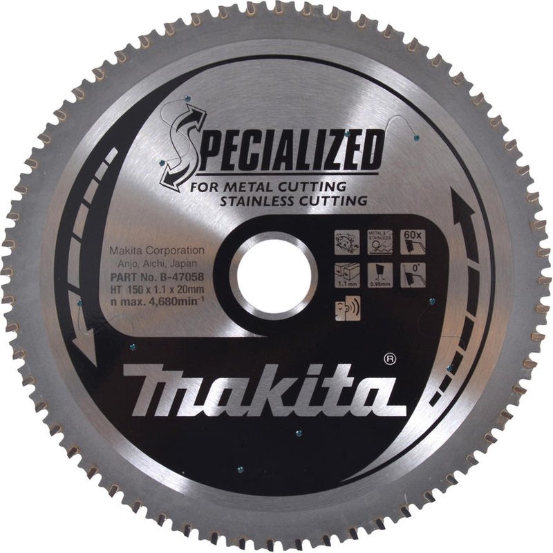 Makita SPECIALIZED Circular Saw Blade for Stainless Steel Cutting 150mm 60T 20mm