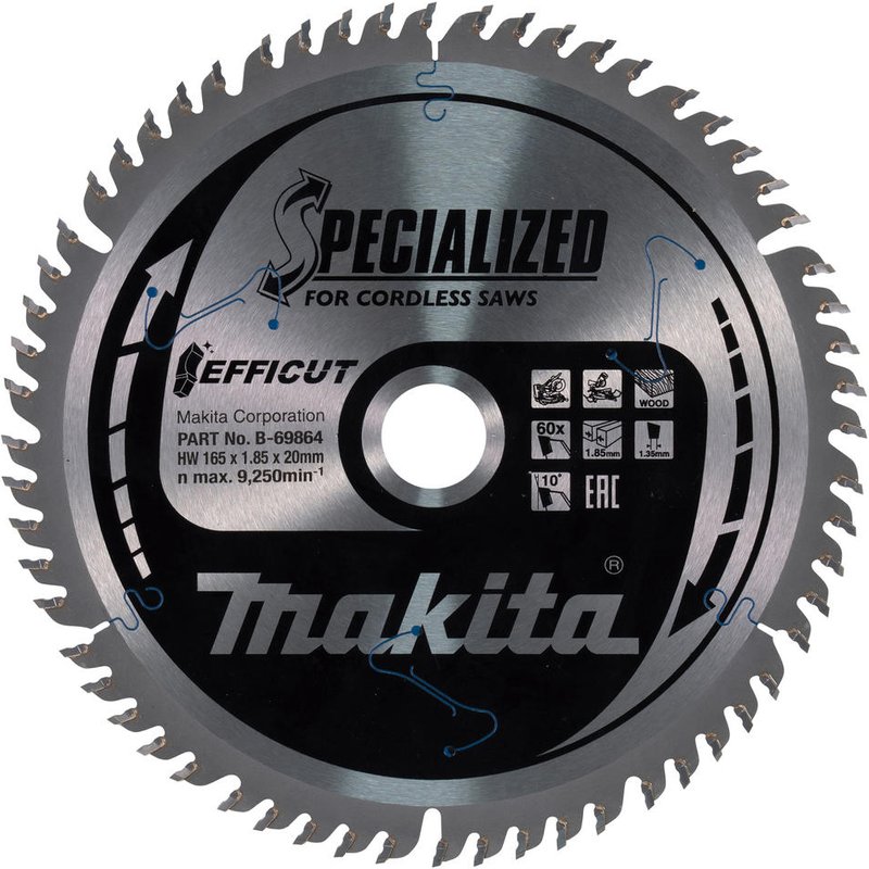 Makita SPECIALIZED Efficut Circular Saw Blade for Wood Cutting 165mm 60T 20mm