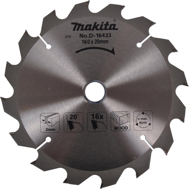 Makita Wood Cutting Circular Saw Blade 160mm 16T 20mm