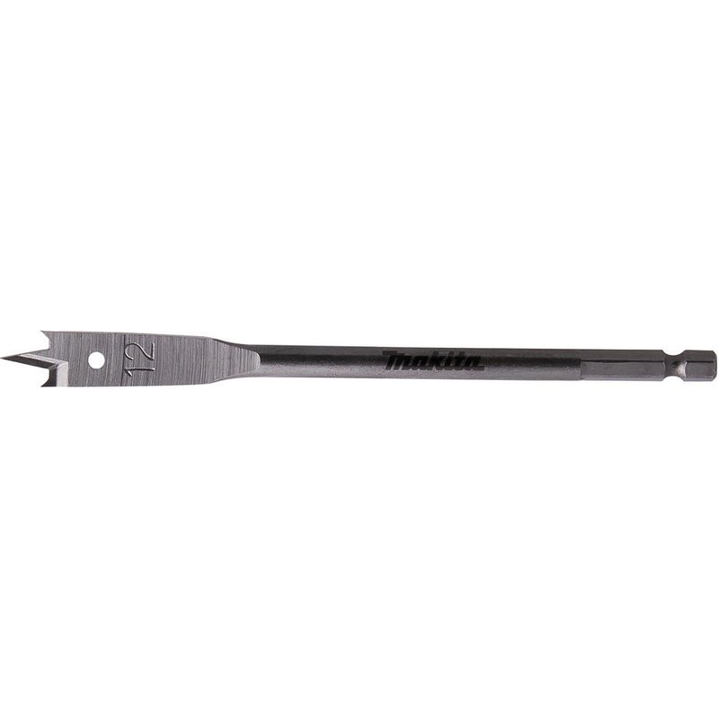 Makita 1/4" Hex Shank Flat Wood Drill Bit 12mm 150mm Pack of 1