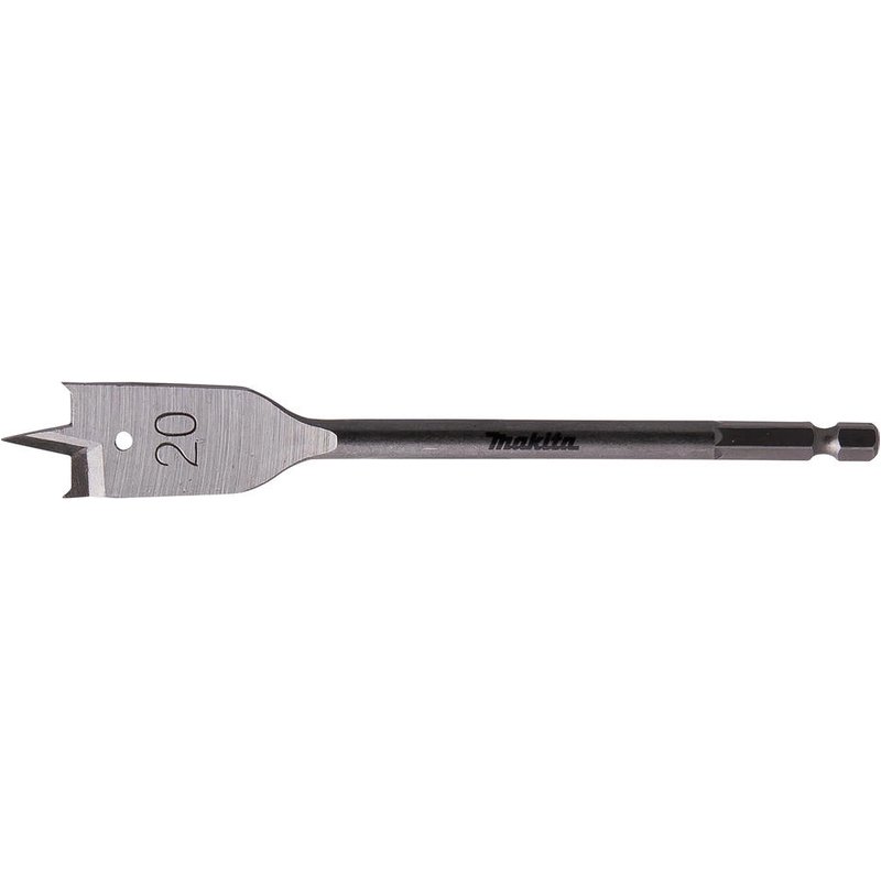 Makita 1/4" Hex Shank Flat Wood Drill Bit 20mm 150mm Pack of 1