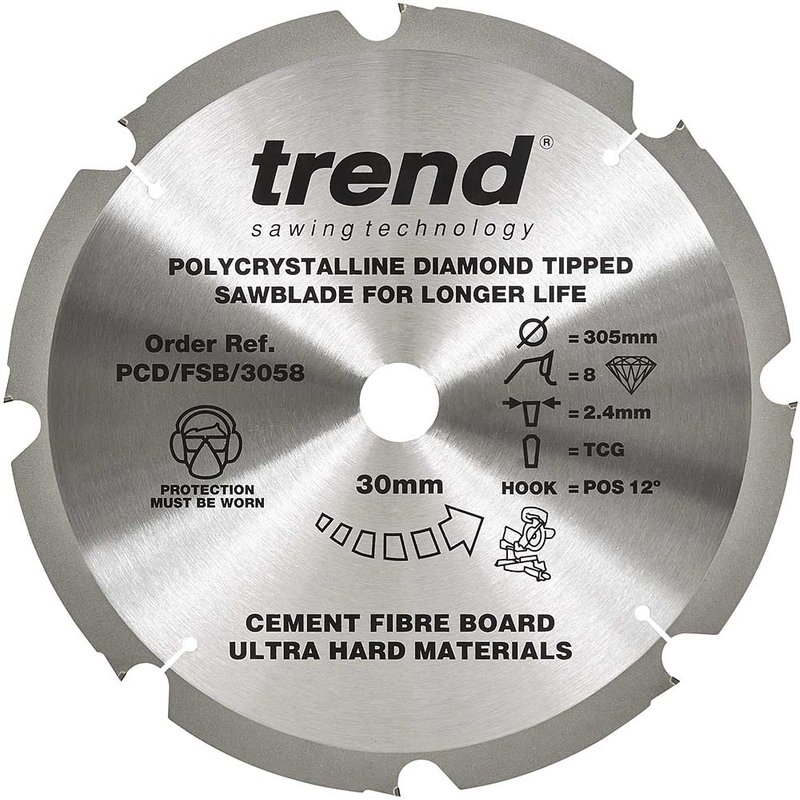 Trend Cement Fibreboard PCD Cutting Saw Blade 305mm 8T 30mm