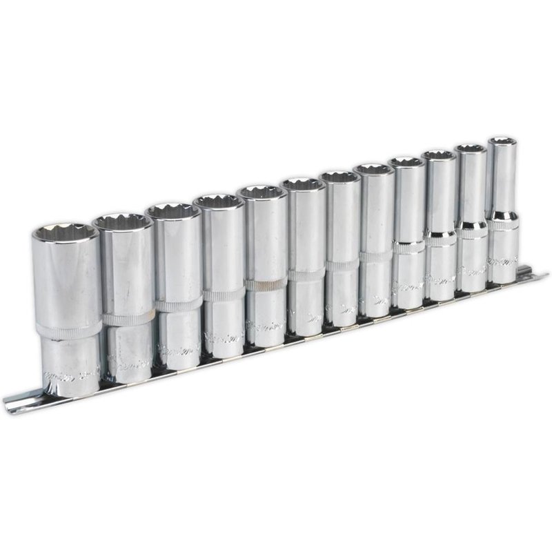 Sealey 12 Piece 1/2" Drive Deep Bi Hexagon WallDrive Socket Set Metric 1/2"