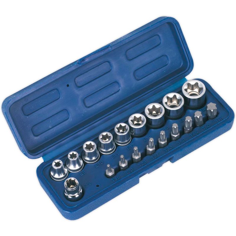 Sealey 19 Piece 3/8" Drive Torx Socket and Screwdriver Bit Set 3/8"