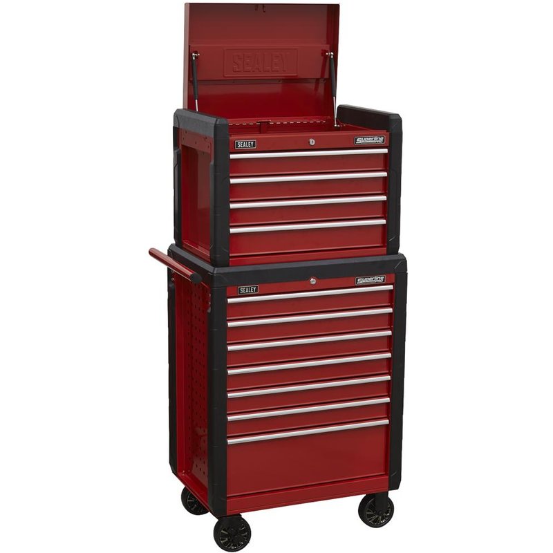 Sealey AP3411 11 Drawer Tool Chest and Roller Cabinet Combination Black / Red