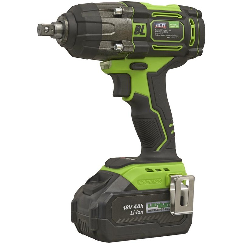 Sealey CP650LIHV 18v Cordless Brushless 1/2" Drive Impact Wrench 1 x 4ah Li-ion Battery Charger Case