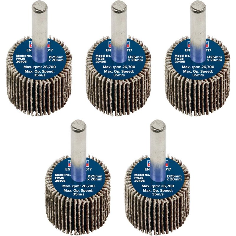Sealey Flap Wheels Pack Of 5 25mm 20mm 40g