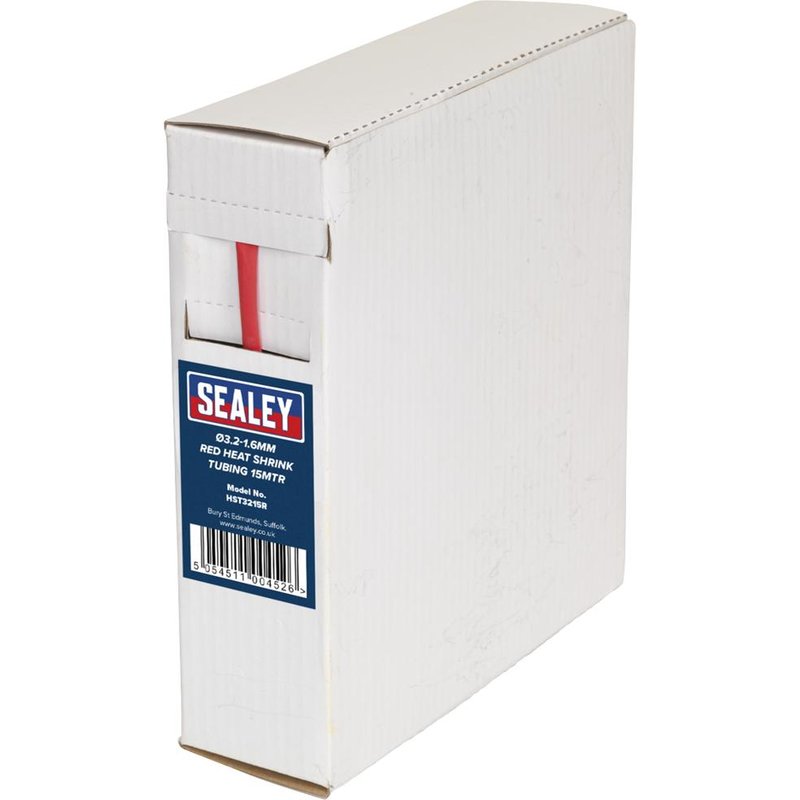 Sealey Heat Shrink Tubing Roll Red 3.2mm - 1.6mm 15m