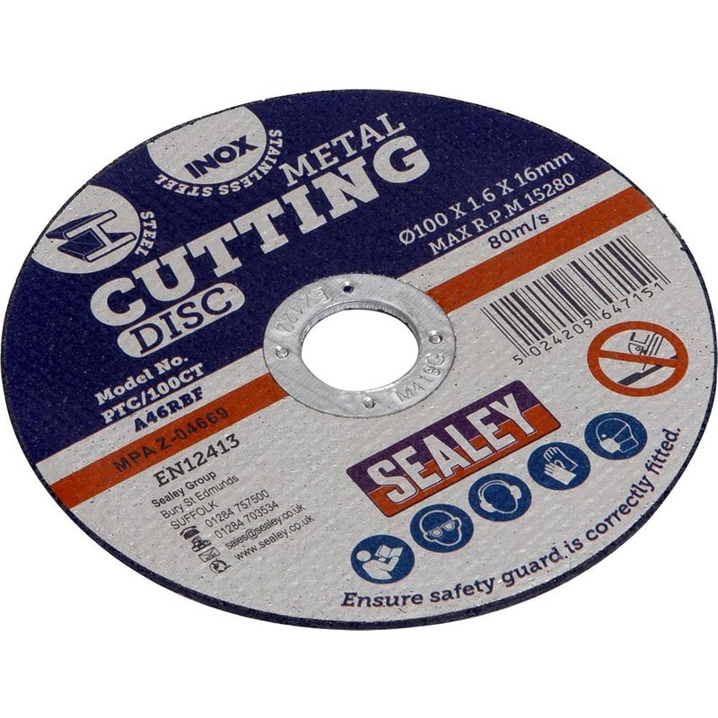 Sealey Metal Cutting Disc 100mm 1.6mm Pack of 1