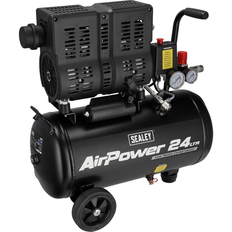 Sealey SAC2400S Low Noise Oil Free Direct Drive Air Compressor 24 Litre 240v