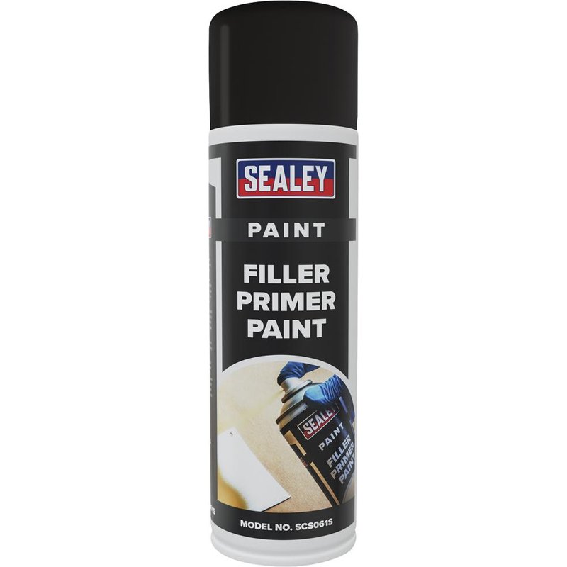 Sealey Filler Primer Aerosol Spray Paint Yellow 500ml