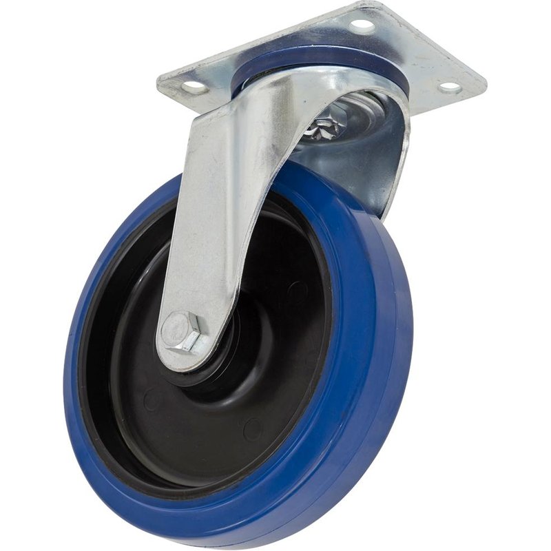 Sealey Heavy-Duty Blue Elastic Rubber Swivel Castor Wheel 200mm