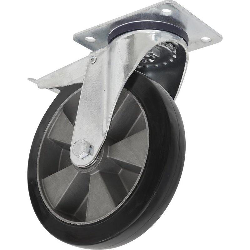Sealey Heavy Duty Rubber Castor Wheel Swivel and Total Lock 152mm