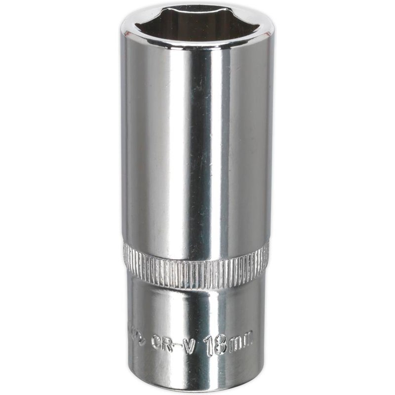 Sealey 3/8" Drive Polished Deep Hexagon WallDrive Socket Metric 3/8" 18mm