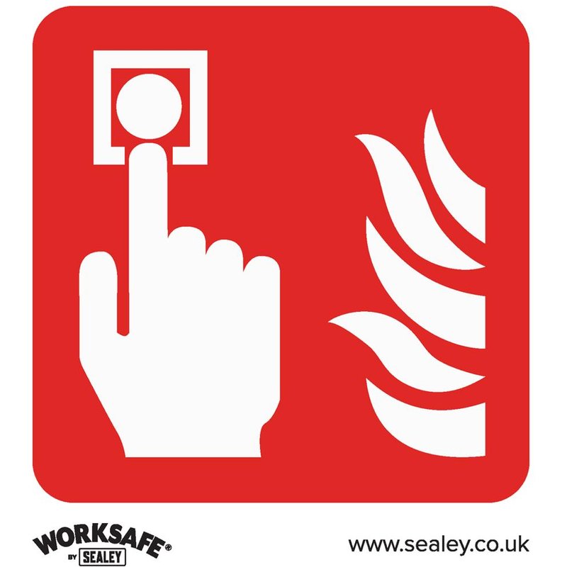 Sealey Self Adhesive Vinyl Fire Alarm Symbol Sign 80mm 80mm Standard