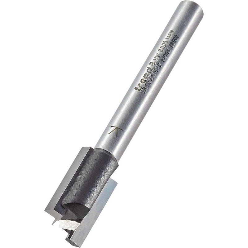 Trend TR12 x 1/4 TCT Two Flute Cutter Long Shank 12 x 19mm TR12X1/4TC