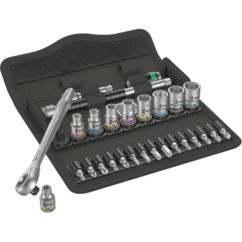 Wera 8100 SA7 Zyklop 28 Piece 1/4" Drive Socket and Bit Set 1/4"