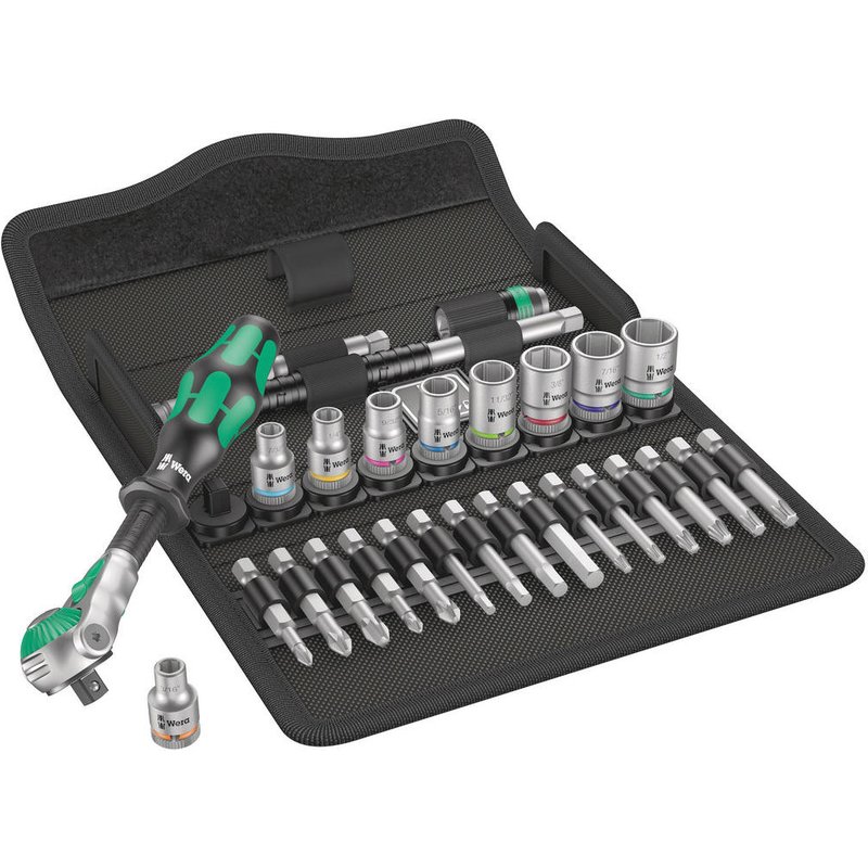Wera Zyklop 28 Piece 1/4" Drive Socket and Bit Set Imperial 1/2"