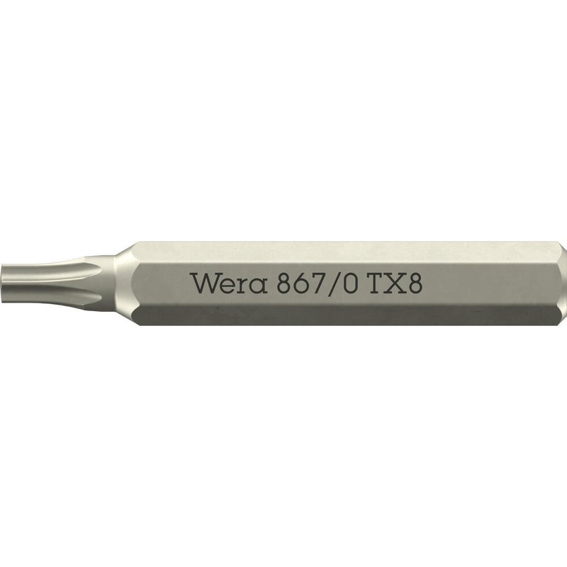 Wera 867/0 4mm Hex Drive Micro Torx Screwdriver Bits T8 30mm Pack of 1
