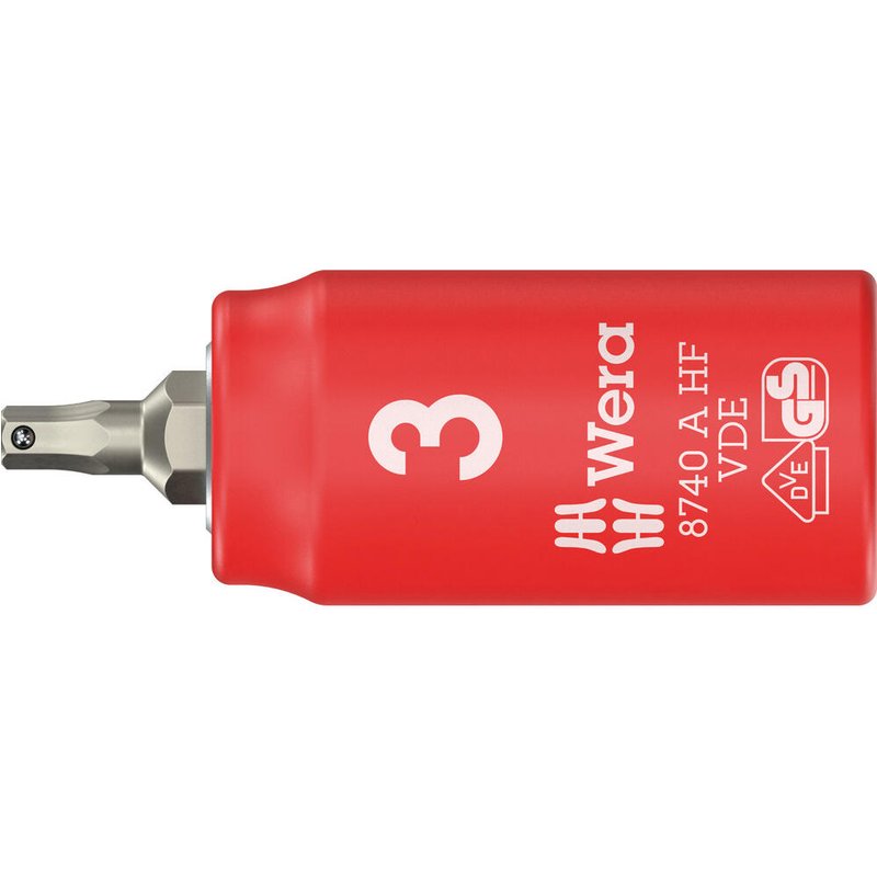Wera 8740 A HF Zyklop VDE Insulated 1/4" Drive Hexagon Bit Socket 1/4" 3mm
