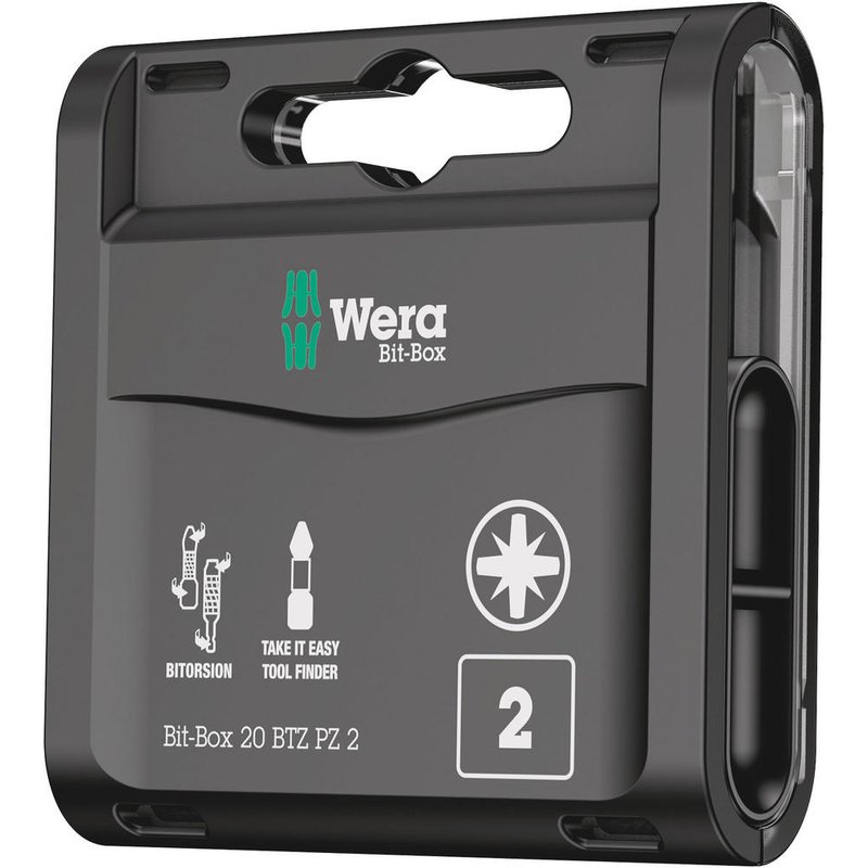 Wera Bit-Box Bi-Torsion Pozi Screwdriver Bits PZ2 25mm Pack of 20
