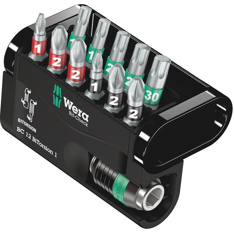 Wera 12 Piece Bit-Check Bitorsion Screwdriver Bit and Holder Set