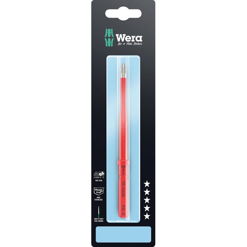 Wera Kraftform Kompakt 3062 iS VDE Insulated Phillips Screwdriver Blade PH1 154mm