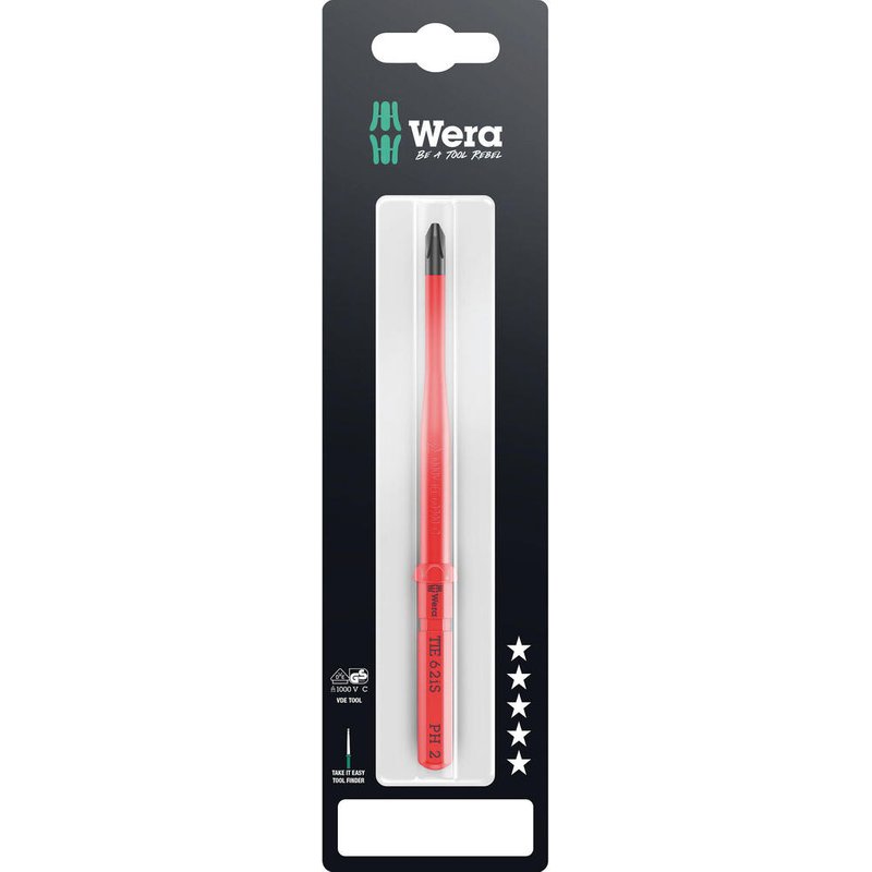 Wera Kraftform Kompakt 62 iS VDE Extra Slim Phillips Screwdriver Blade PH2 154mm