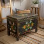 Photo of unique one of a kind - distressed hand painted storage trunk - black - wooden