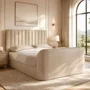 Photo of alana side lift ottoman tv bed - cream velvet - fabric - sizes available