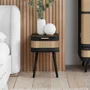 Photo of noah curved bedside table - 1 drawer - black and rattan