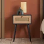 Photo of croxley bedside table - 1 drawer - black and rattan