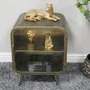Photo of bedside cabinet - 1 door - curved brushed metal and glass