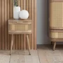 Photo of noah curved bedside table - 1 drawer - oak and rattan