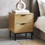 Photo of sia bedside cabinet - 2 drawer - ribbed - oak