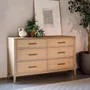 Photo of casera chest - 6 drawer - wide - natural rattan and american oak
